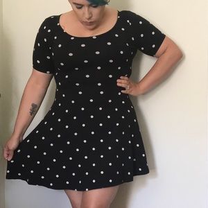 H&M Skater Dress Black/White Polka Dot Size Large